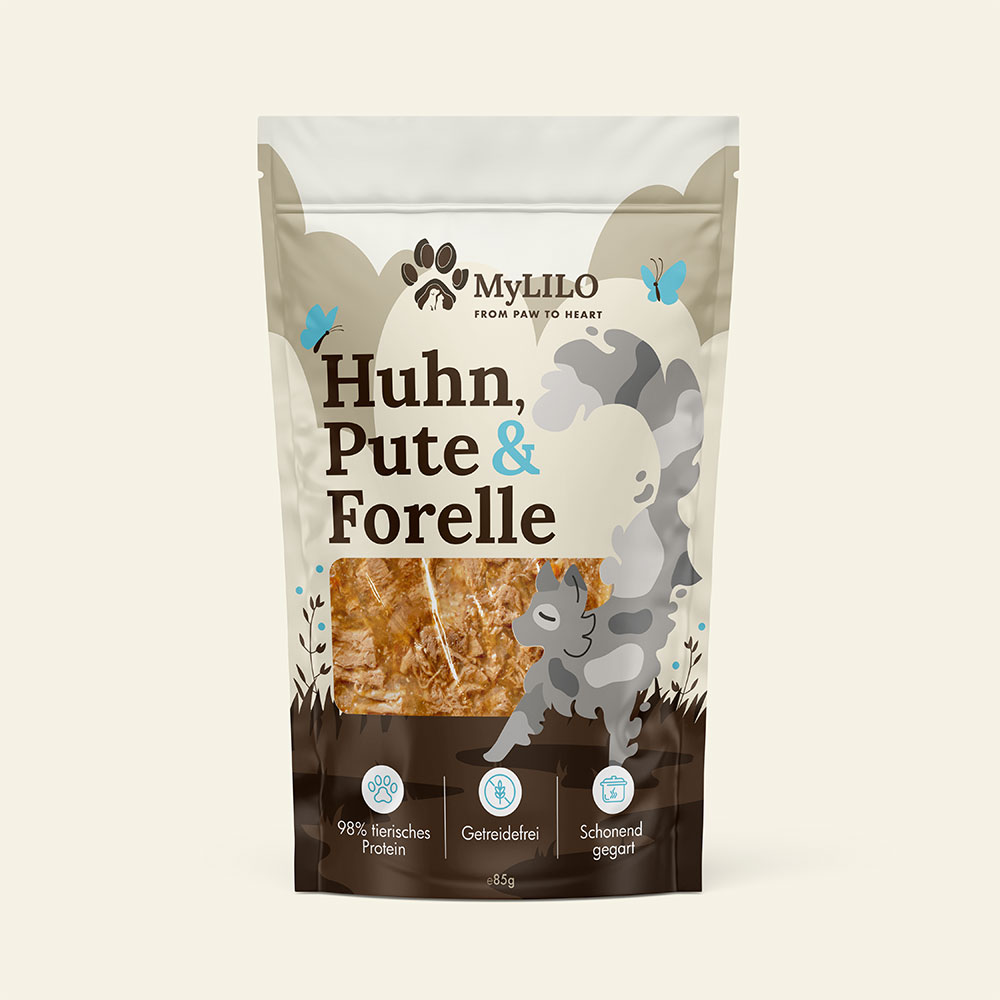 mylilo-huhn-pute-forelle Katzenfutter Forelle, Pute & Huhn â Bild 1